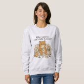 Funny Tired Cat Coffee Illustration Sweatshirt (Vorne ganz)