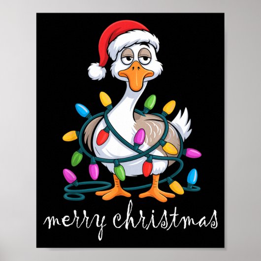 Funny Tired Goose Christmas Lights Silly Holiday F Poster (Vorne)