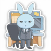 Funny Tired Office Worker Bunny Aufkleber (Vorderseite)