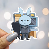 Funny Tired Office Worker Bunny Aufkleber