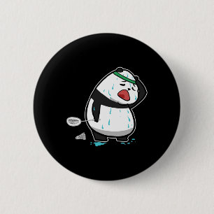 Funny Tired Panda Spielen Badminton Button