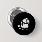 Funny Tired Panda Spielen Badminton Button (Vorne & Hinten)