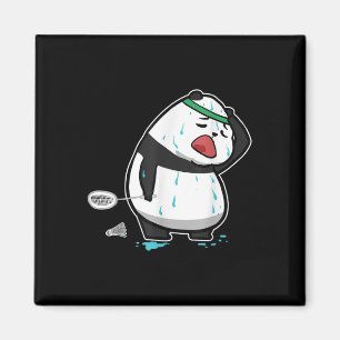 Funny Tired Panda Spielen Badminton Magnet