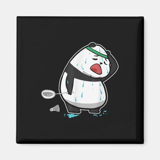 Funny Tired Panda Spielen Badminton Magnet (Vorne)