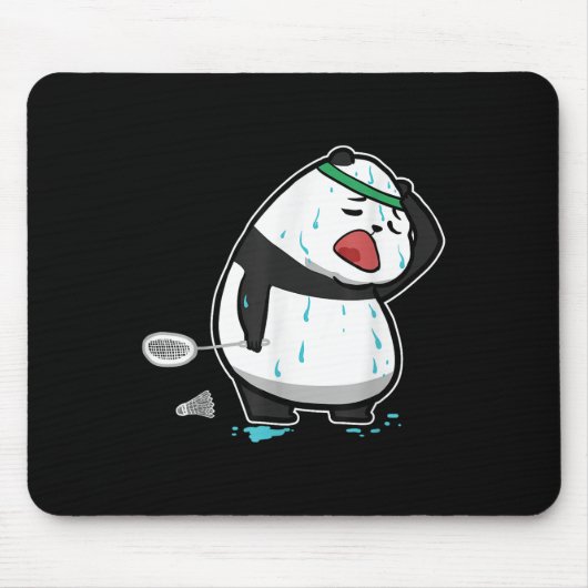 Funny Tired Panda Spielen Badminton Mousepad (Vorne)