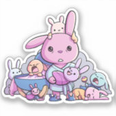 Funny Tired Parent of Multiples Bunny Aufkleber (Vorderseite)