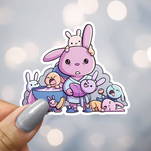 Funny Tired Parent of Multiples Bunny Aufkleber
