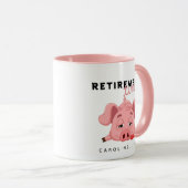 Funny Tired Piglet Pension Time Pink Tasse (VorderseiteRechts)