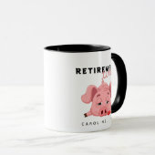Funny Tired Piglet Retirement Time Tasse (VorderseiteRechts)