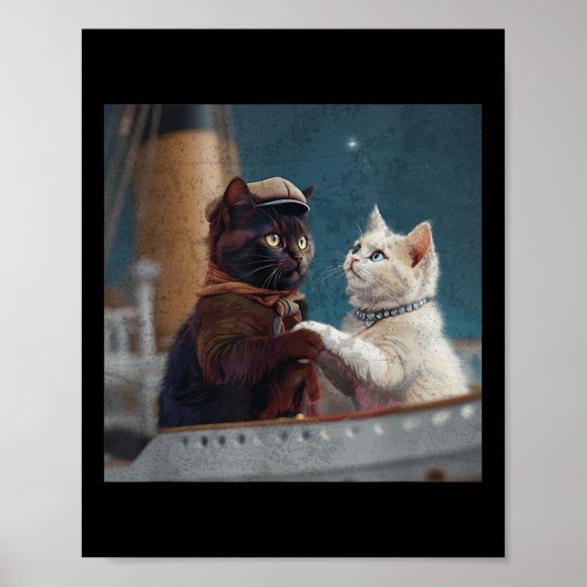 Funny Titanic Movie Cat Meme Rms Cruise Ship Men W Poster (Vorne)