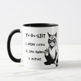 Funny "To Do List", Grumpy Cat Cartoon Kaffee Tasse