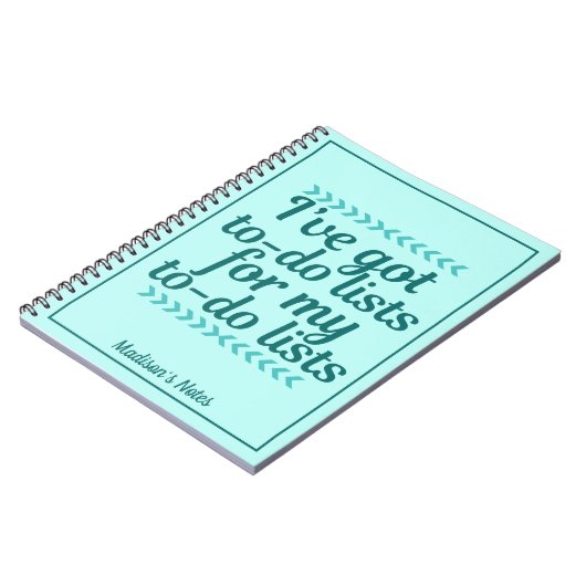 Funny To Do List TrendAquamarine Monogramm Niedlic Notizblock (Linke Seite)