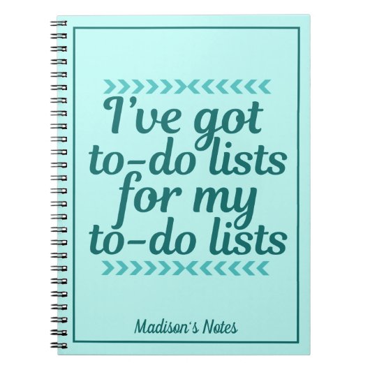 Funny To Do List TrendAquamarine Monogramm Niedlic Notizblock (Vorderseite)