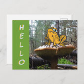 Funny Toad Cartoon auf Toadstool HELLO Postcard Postkarte (Vorne/Hinten)