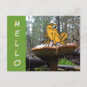 Funny Toad Cartoon auf Toadstool HELLO Postcard Postkarte (Vorderseite)