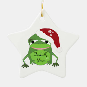 Funny Toad in a Santa Hat Keramikornament
