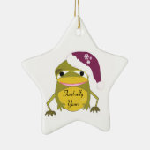 Funny Toad in einer Weihnachtsmannmütze Keramik Ornament (Rechts)
