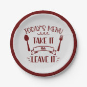 Funny Today's Menu Niedliches Zitat Burgundy Party Pappteller (Vorderseite)