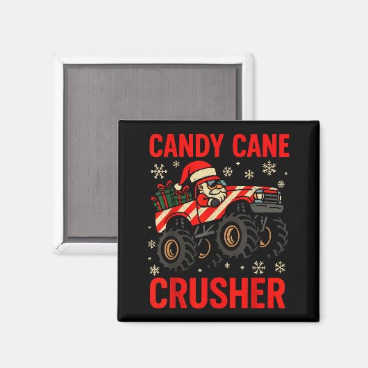 Funny Toddler Christmas Pajamas, Monster Truck Can Magnet (Vorderseite/Rückseite)