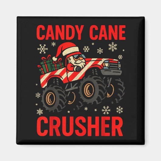 Funny Toddler Christmas Pajamas, Monster Truck Can Magnet (Vorne)