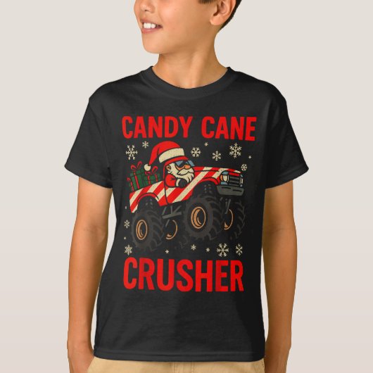 Funny Toddler Christmas Pajamas, Monster Truck Can T-Shirt (Vorderseite)