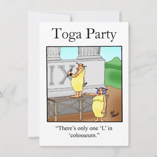 Funny Toga Party Einladungen (Vorderseite)