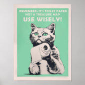 Funny Toilet Cat Poster Retro Guest Bathroom Poste (Vorne)
