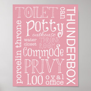 Funny Toilet Light Pink Bad Schild
