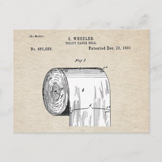 Funny Toilet Paper Roll Patent Postkarte (Vorderseite)
