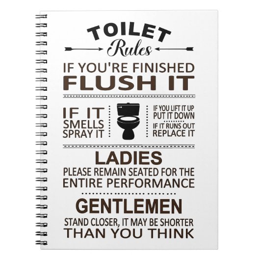 Funny Toilet Rules Bathroom Humor Notizblock (Vorderseite)
