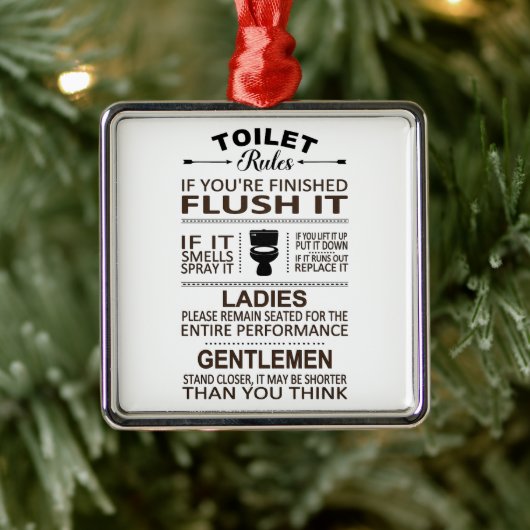 Funny Toilet Rules Bathroom Humor Ornament Aus Metall (Baum)