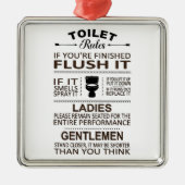 Funny Toilet Rules Bathroom Humor Ornament Aus Metall (Vorne)