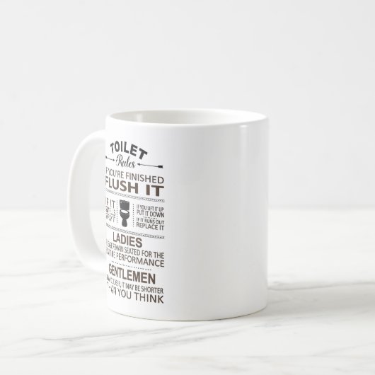 Funny Toilet Rules Bathroom Restoom Sarcasm  Kaffeetasse (Vorderseite Links)