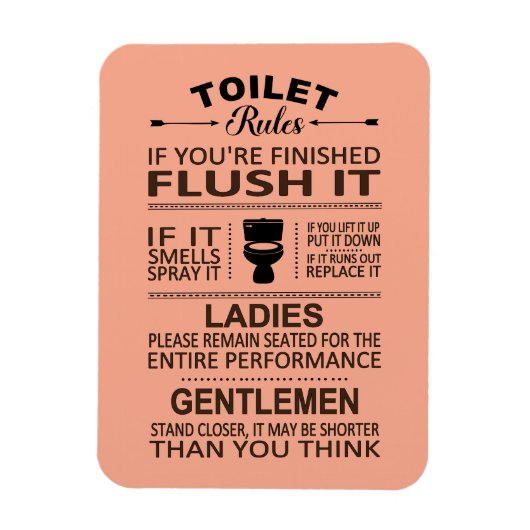 Funny Toilet Rules Bathroom Restroom Humor Magnet (Vertikal)