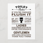 Funny Toilet Rules Bathroom Restroom Humor Postkarte (Vorderseite)