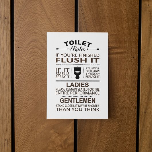 Funny Toilet Rules Bathroom Restroom Humor Postkarte
