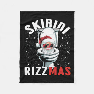 Funny Toilet Santa Skibidi Rizzmas Weißer Elefant Fleecedecke