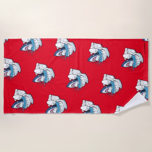 Funny Toilet Shark Cartoon Illustration Strandtuch (Vorderseite)