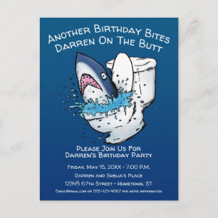 Funny Toilet Shark Geburtstag Einladung Postkarte