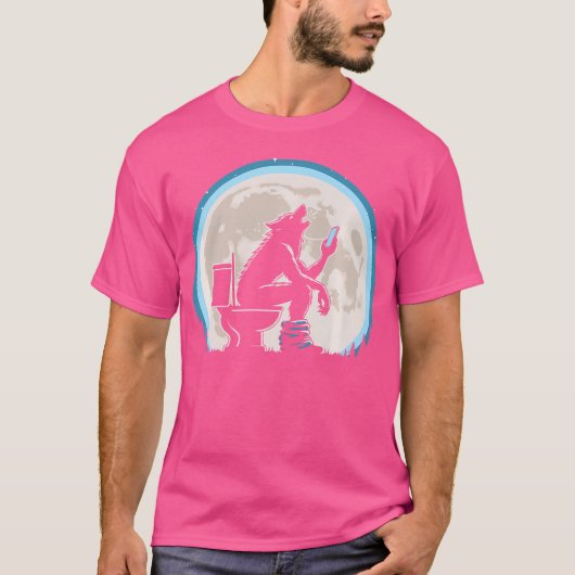 Funny Toilet Spaß Werwolf oder Wolf Howling am T-Shirt (Vorderseite)