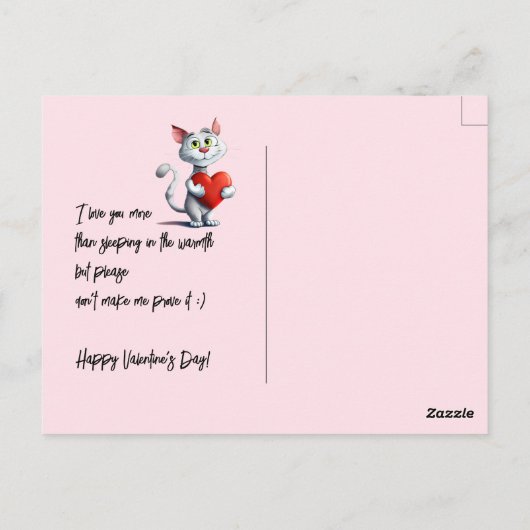 Funny Tomcat hält ein großes Herz Postkarte (Rückseite)