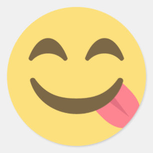 Funny Tongue Emoji Runder Aufkleber