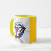 Funny Tongue Out Lips Mug Design Tasse (Vorderseite Links)