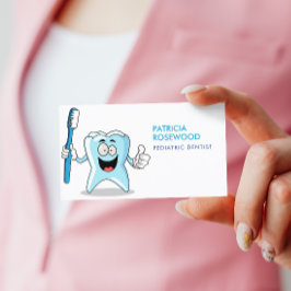 Funny Tooth Cartoon Holding Toothbrush Visitenkarte