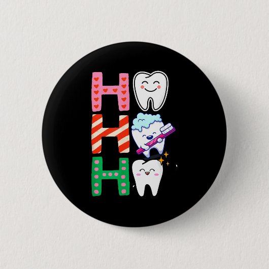 Funny Tooth Christmas Dentist Xmas Dental Istant H Button (Vorderseite)