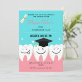 Funny Tooth Dental Abschluss Einladung (Stehend Vorderseite)