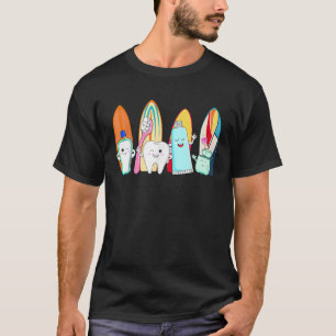 Funny Tooth Surf Surfboard Beach Summer Dental Hyg T-Shirt