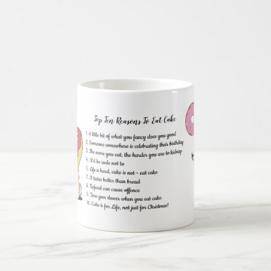 FUNNY Top 10 Gründe, Cake MOPS ADD TEXT zu essen Kaffeetasse (Mittel)