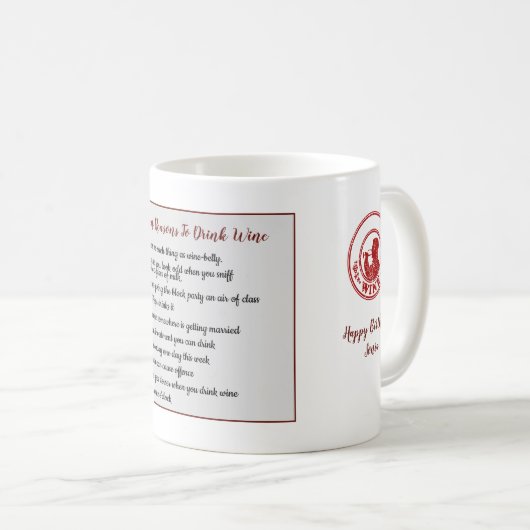 FUNNY Top 10 Gründe, Wein trinken ADD TEXT Kaffeetasse (VorderseiteRechts)