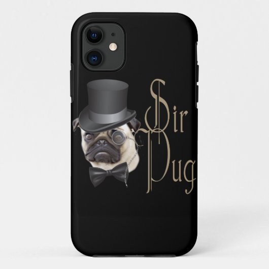 Funny Top Hat Monocle Sir Mops Dog Case-Mate iPhone Hülle (Rückseite)